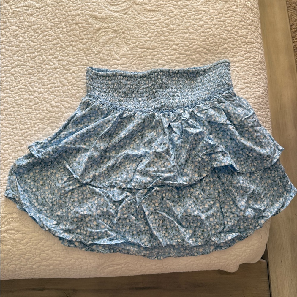 Hollister Light Blue Floral Skater Skirt